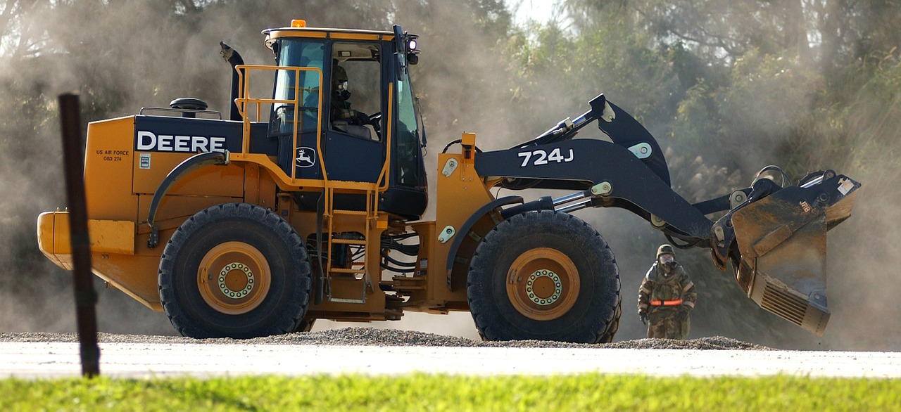 A wheel loader in operation