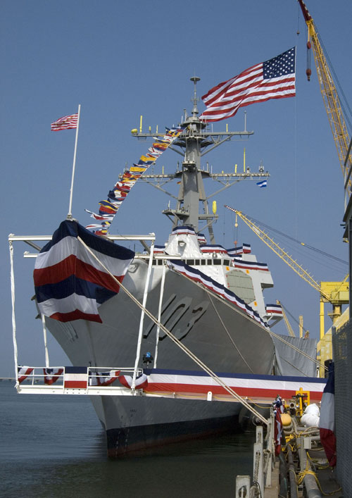USS Truxtun (DDG 103) during the christening ceremony