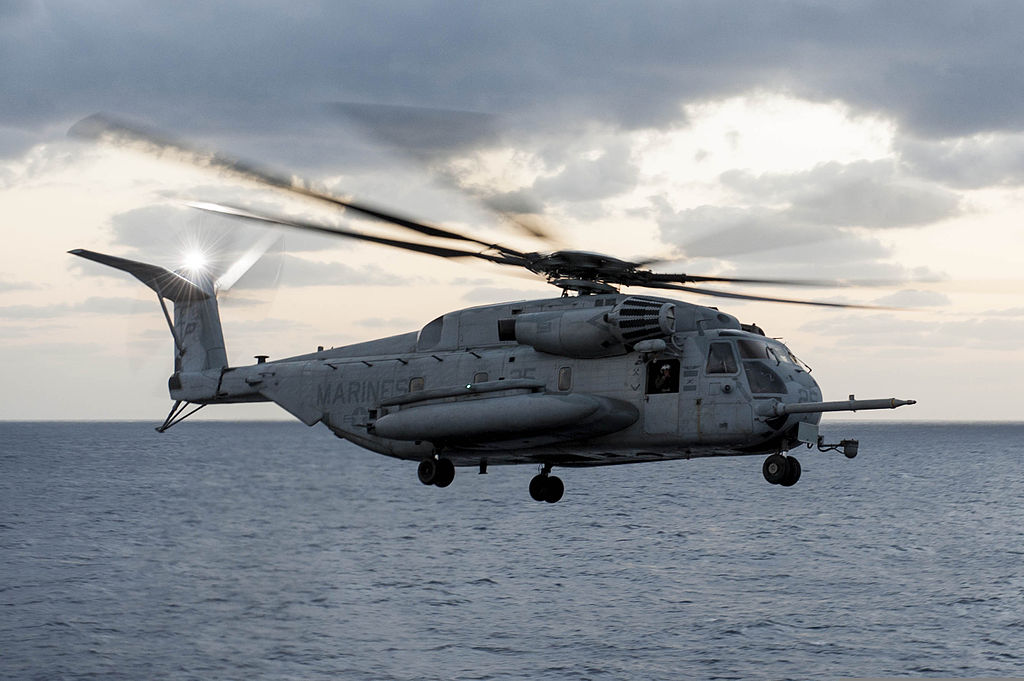 A CH-53E Super Stallion taking off from USS Bonhomme Richard (LHD 6)