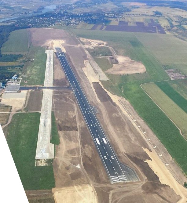 Iasi Airport - aerial view of the old and the new runway