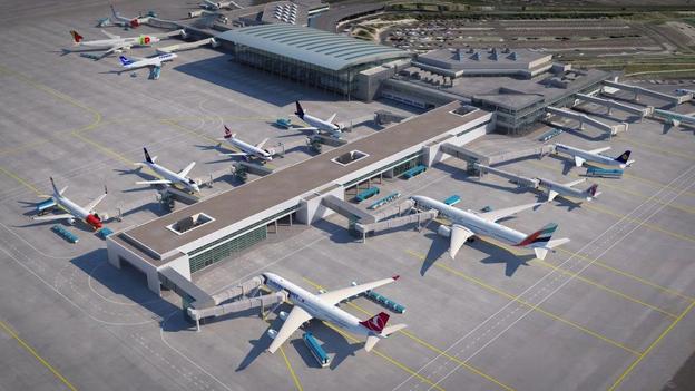Artist rendering of the new Pier B of Budapest Airport. The pier is to be finished by 2018