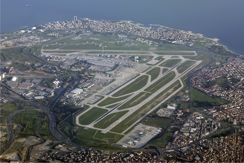 Aerial view of Istanbul AtatÃ¼rk Airport