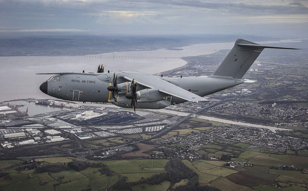 Airbus A400M Atlas in flight over Bristol, UK