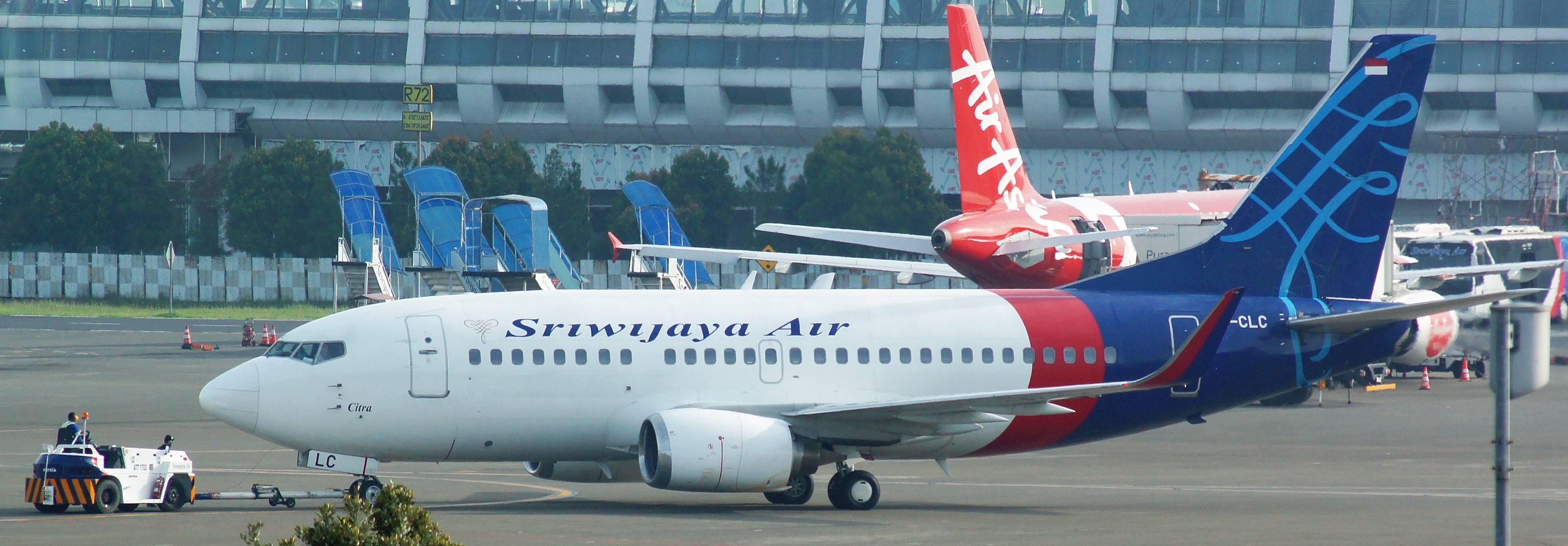 PK-CLC, the aircraft involved in the accident. Here it is pictured in an earlier livery at Soekarno-Hatta International Airport in December 2017