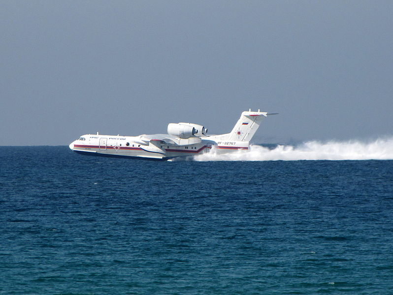 Beriev Be-200 of the Russian Ministry of Emergency Situations. In operation in 2010 Mount Carmel fire in Israel