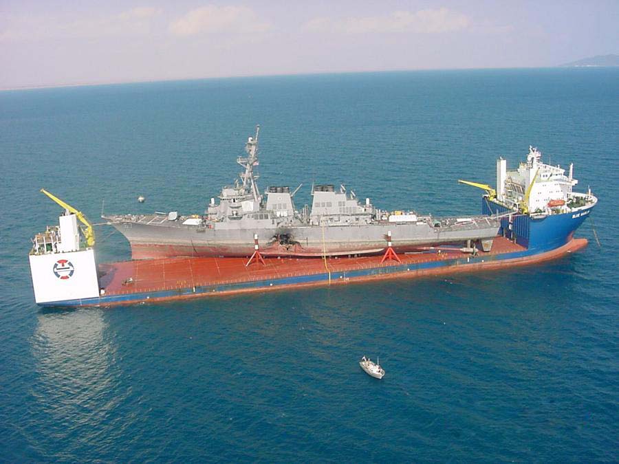 The MV Blue Marlin carrying the USS Cole